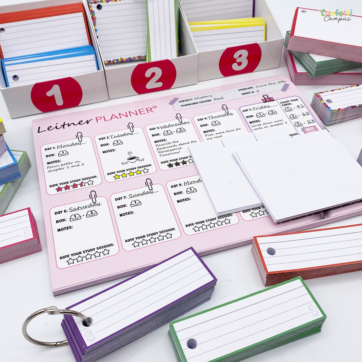 Leitner Flashcards Exam Pack - Classic Colors