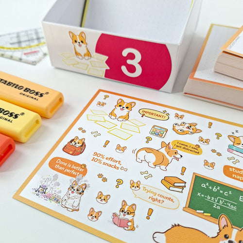 Leitner Flashcards Animal Stickers A6 - Corgi