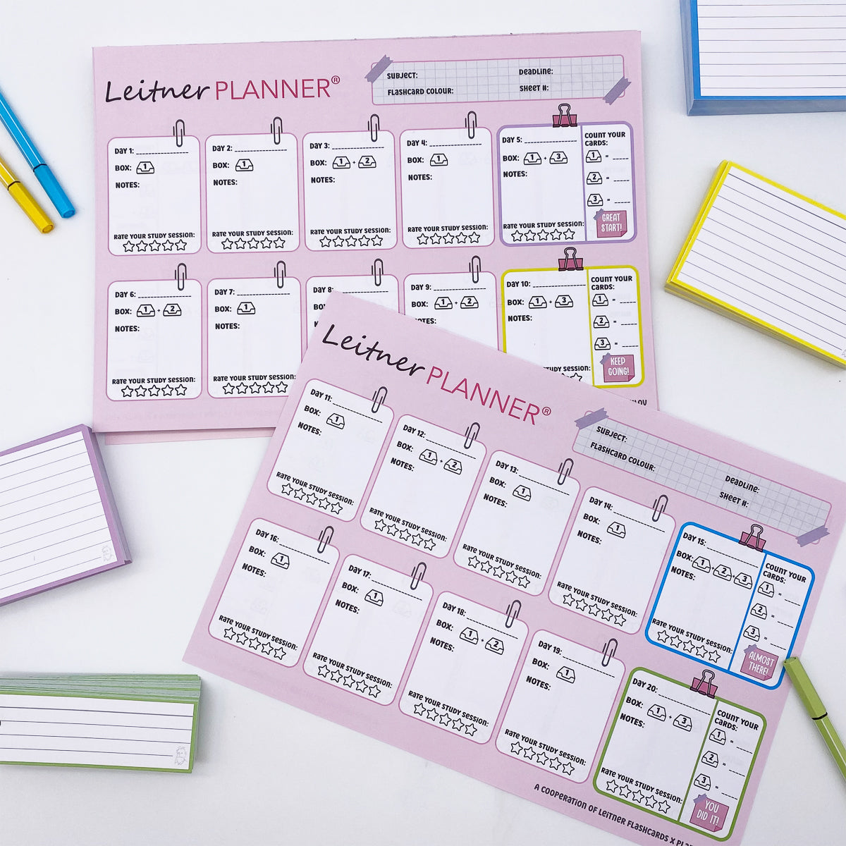 Leitner Flashcards Planner A4 Pink