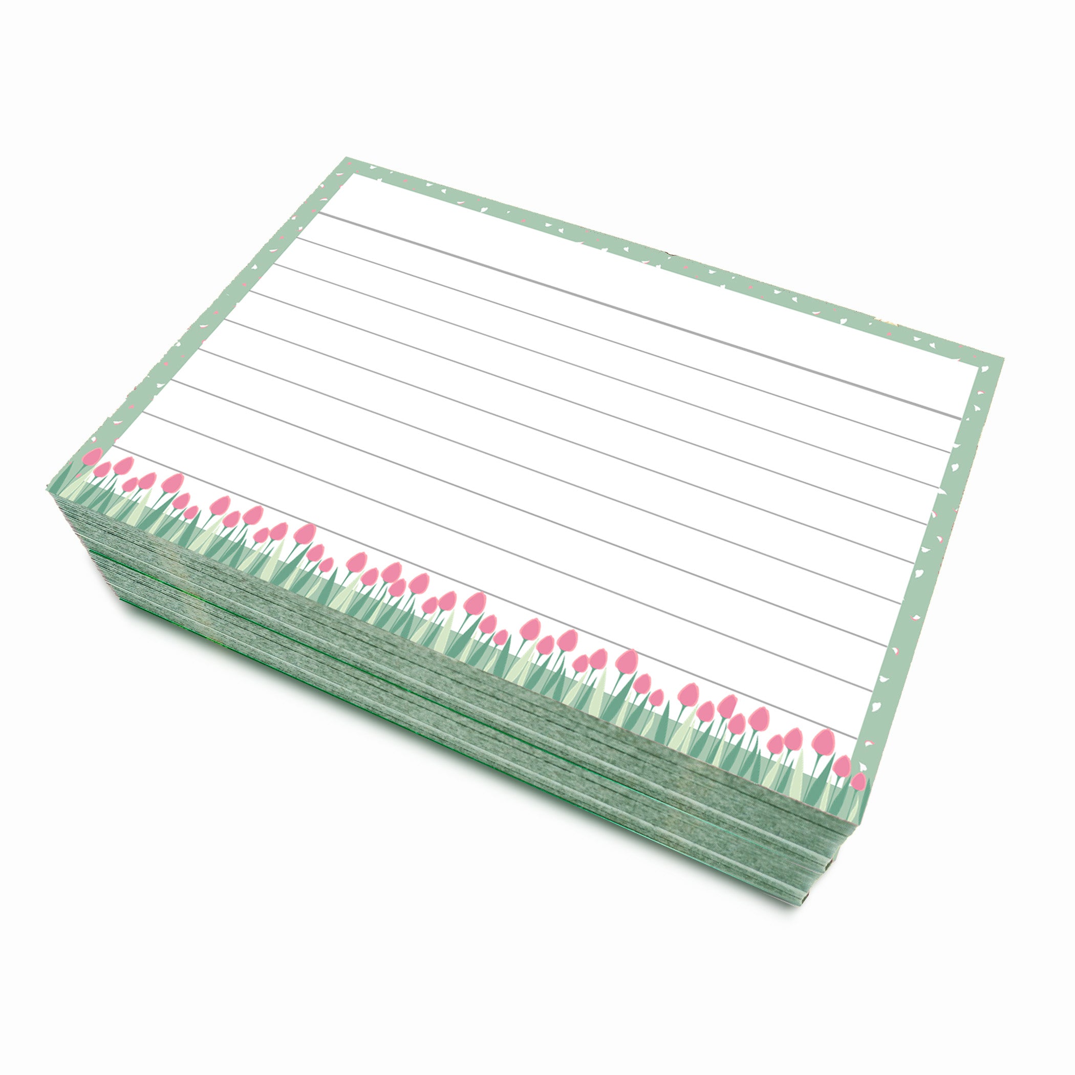Leitner Flashcards A7 Lined Dutch Style Tulips green - mood