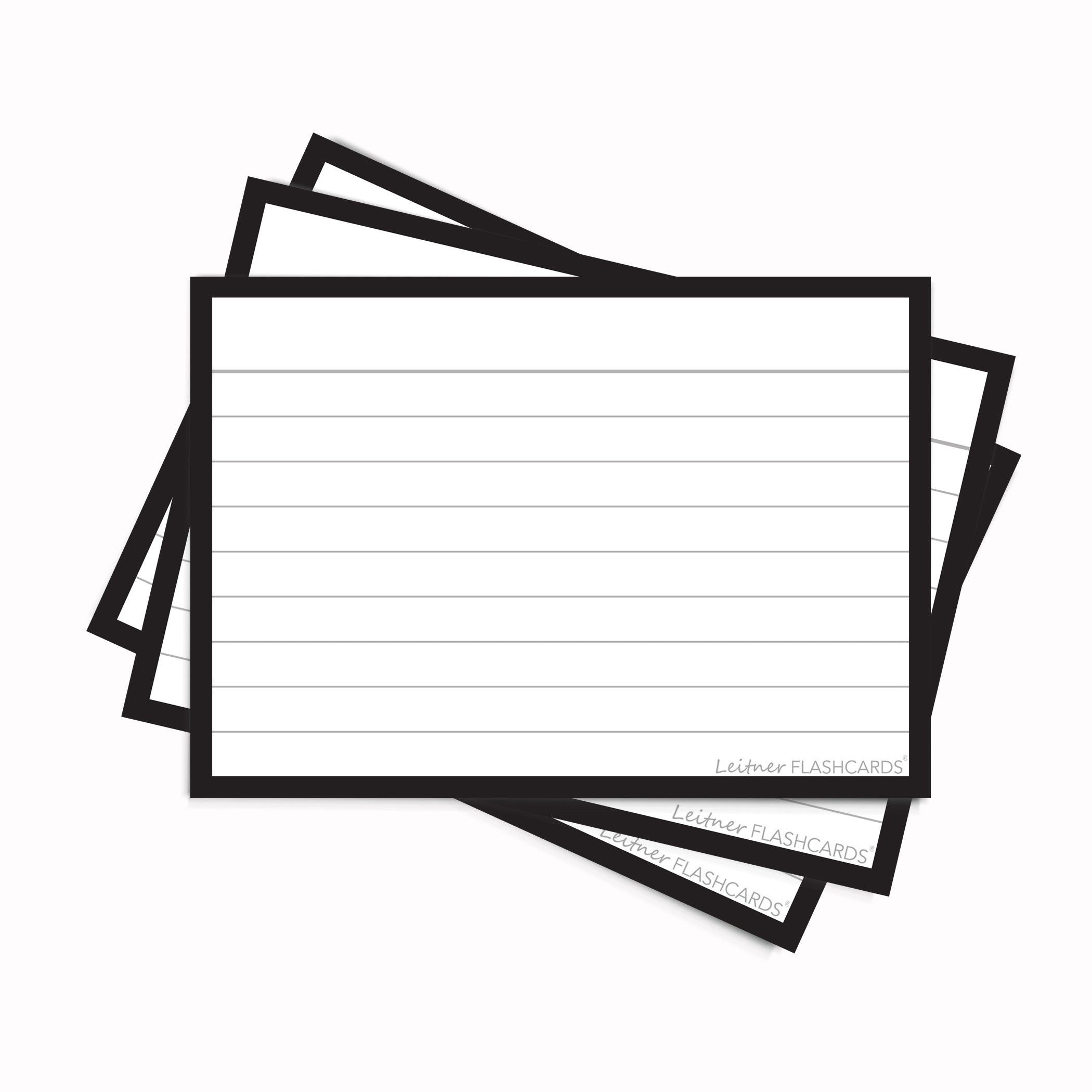 Leitner Flashcards A7 Classic Lined black