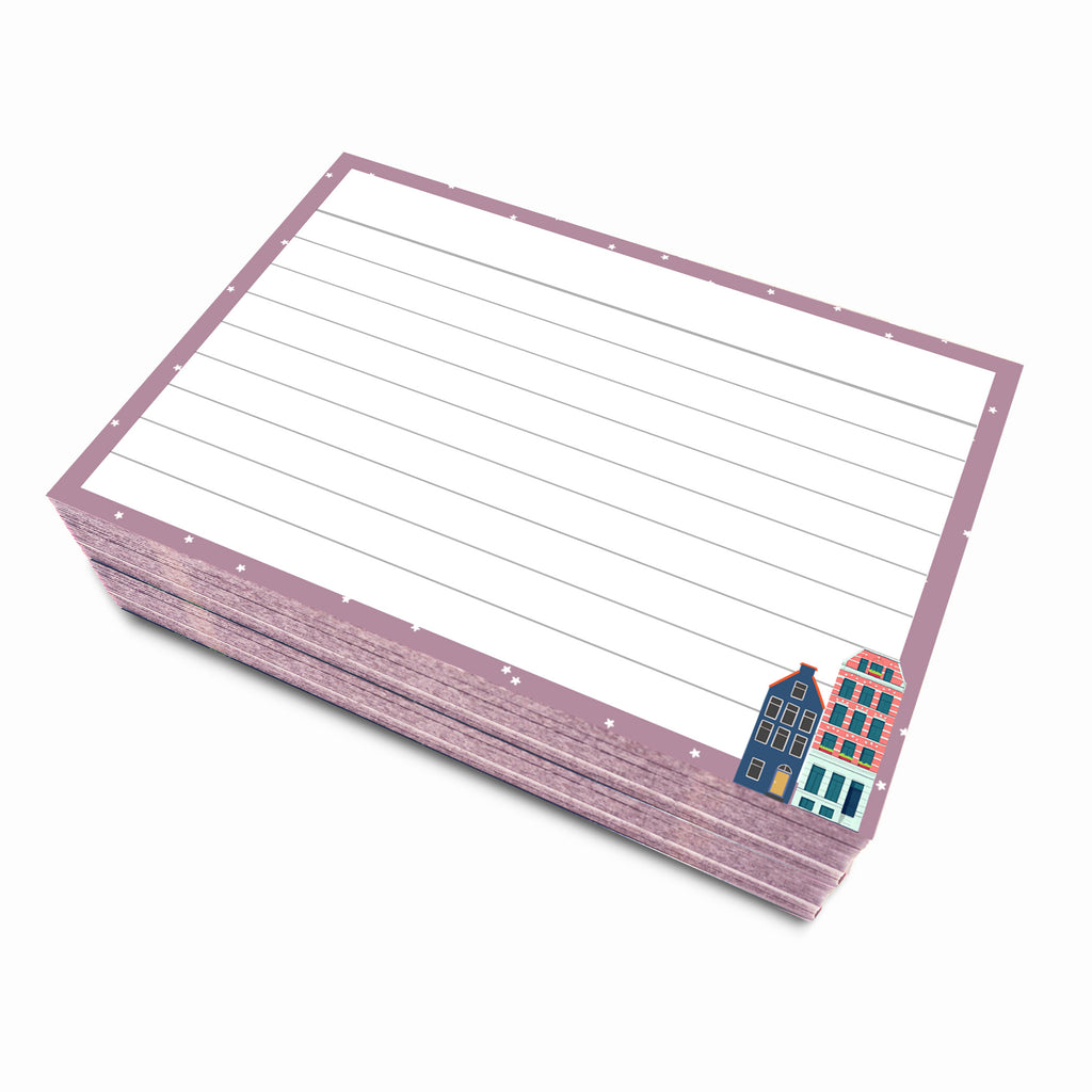 Leitner Flashcards A7 Lined Dutch Style Houses lila - mood