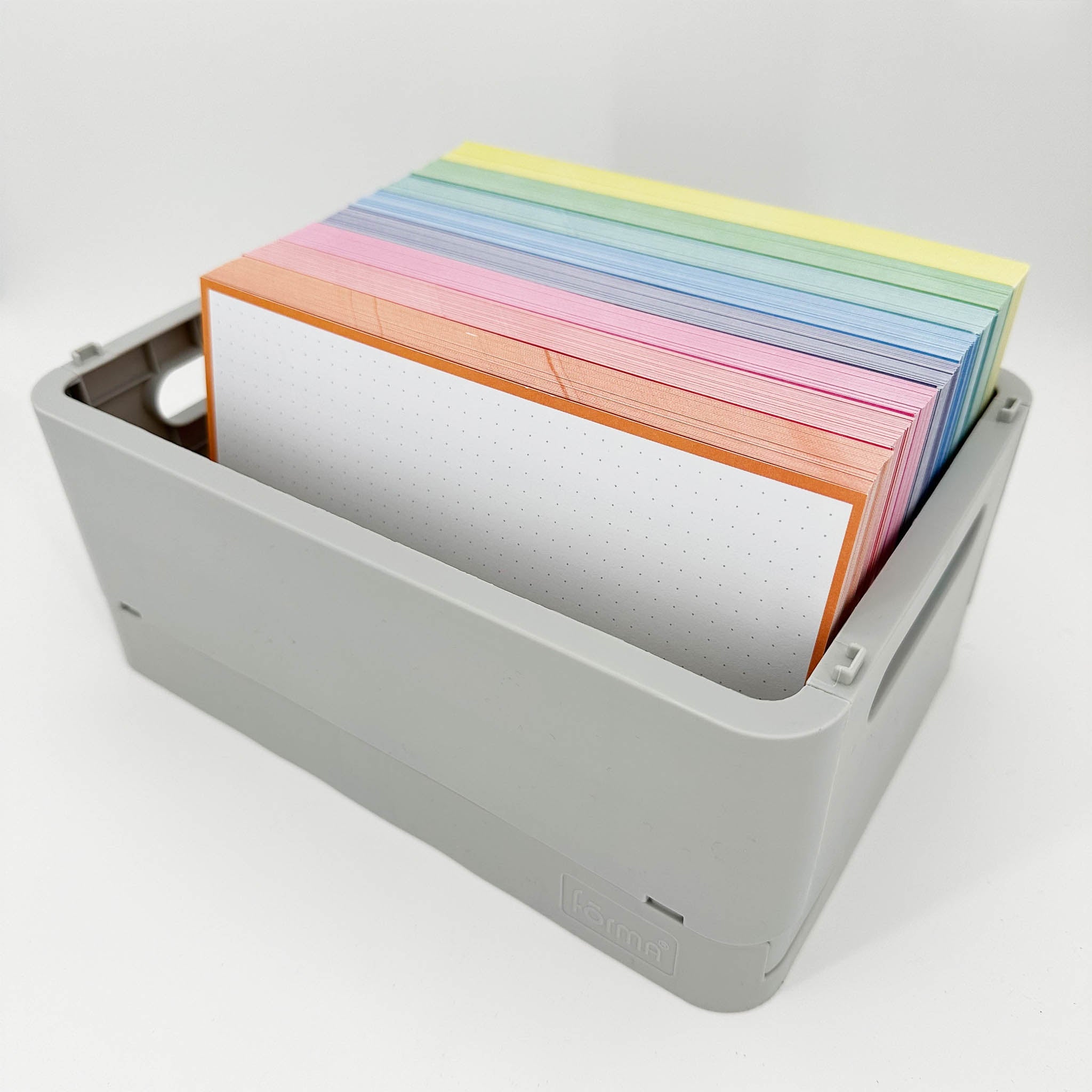 Leitner Flashcards A5 Classic Dotted orange in storage box