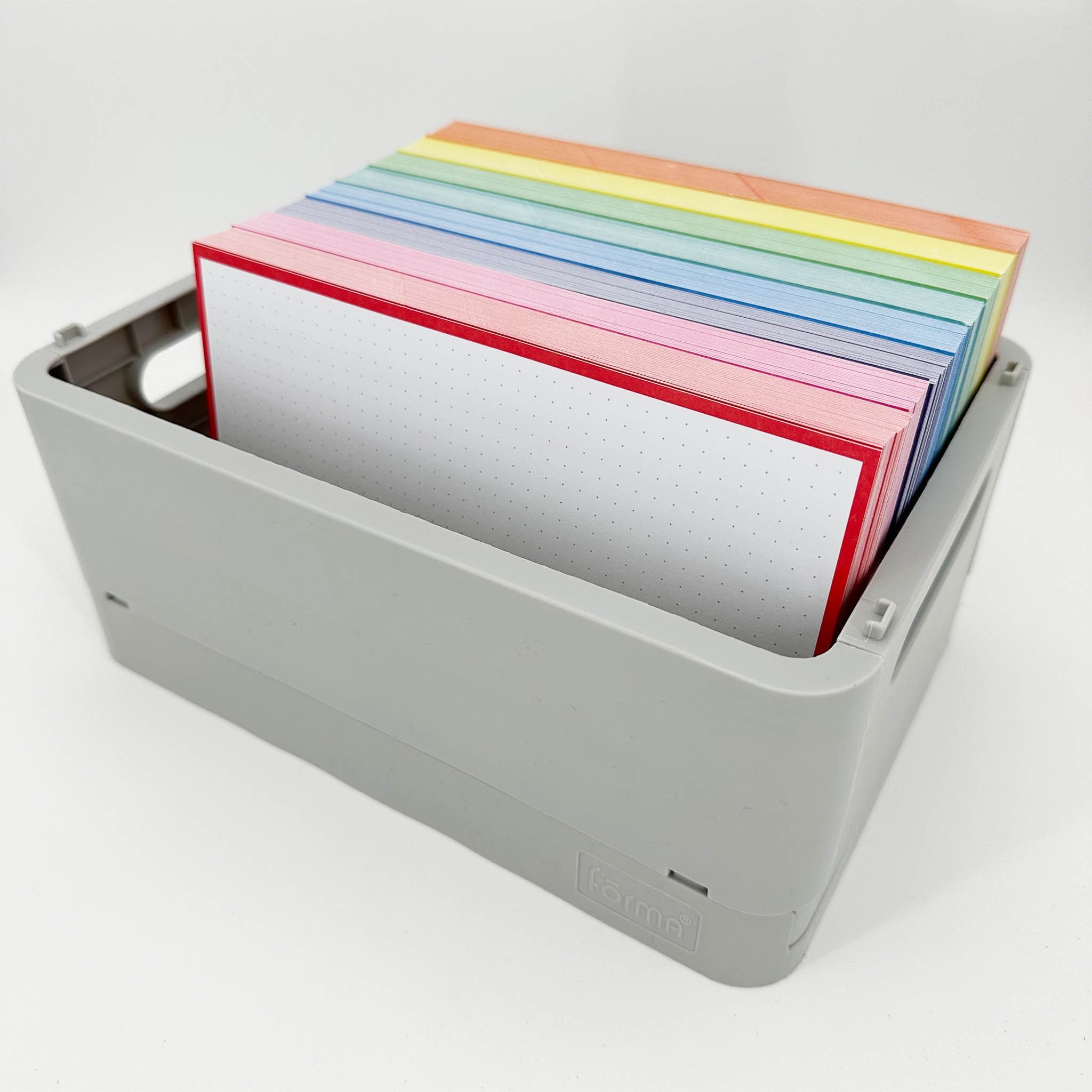 Leitner Flashcards A5 Classic Dotted red in storage box