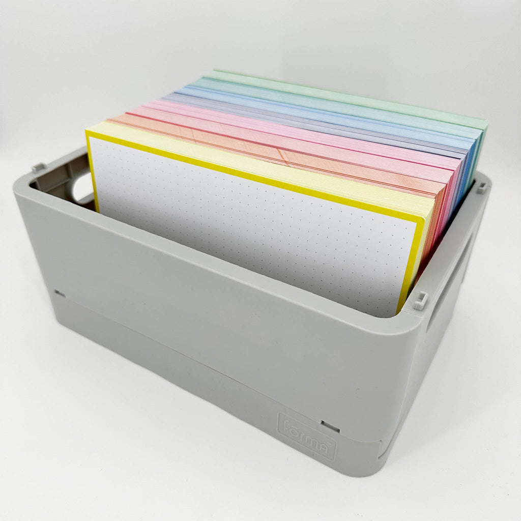 Leitner Flashcards A5 Classic Dotted yellow in storage box