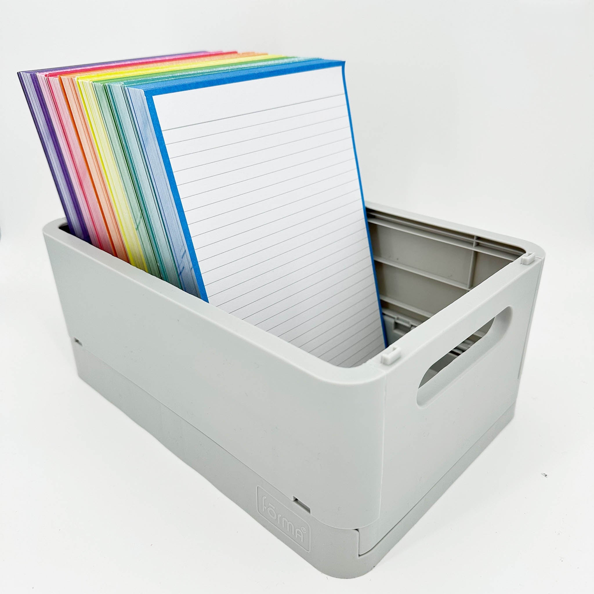 Leitner Flashcards A5 Classic Lined blue in storage box