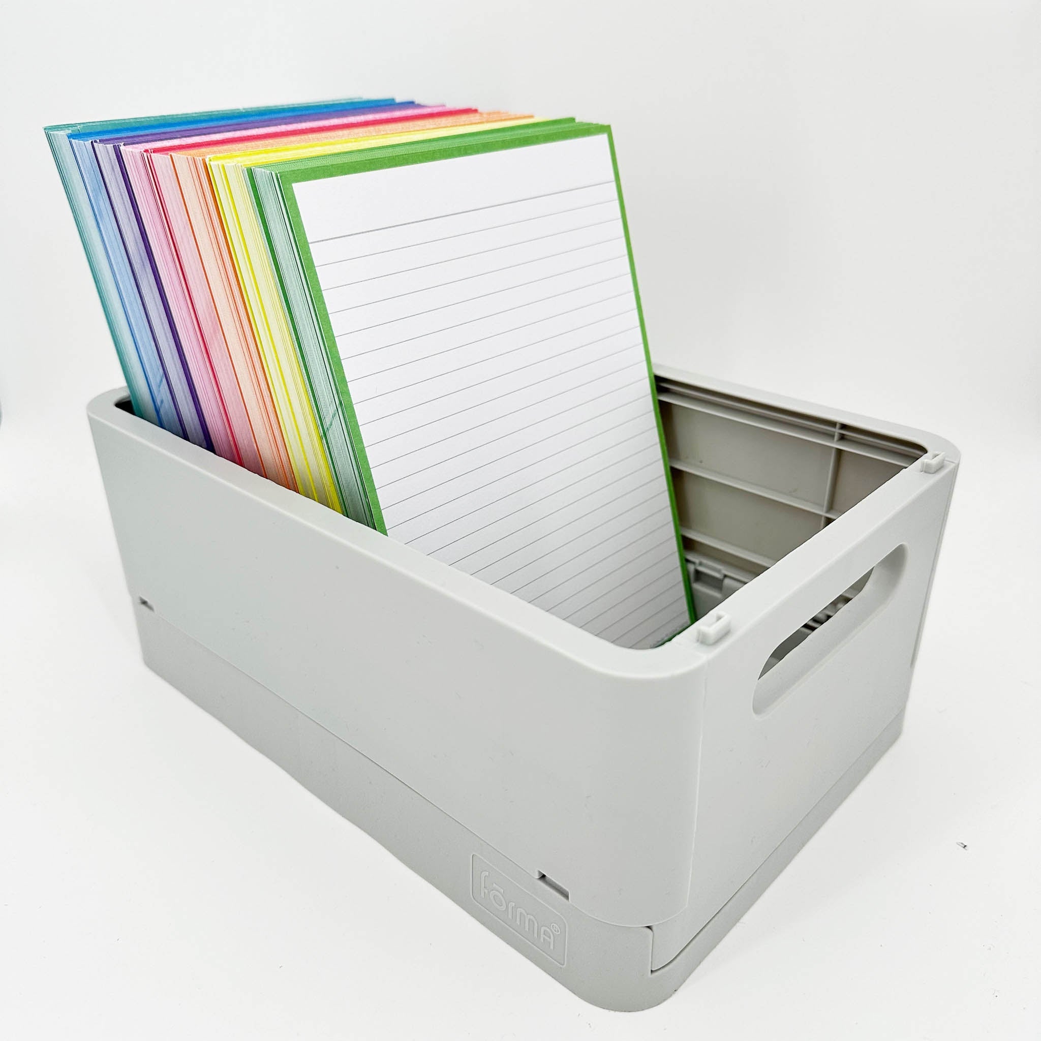 Leitner Flashcards A5 Classic Lined green in storage box