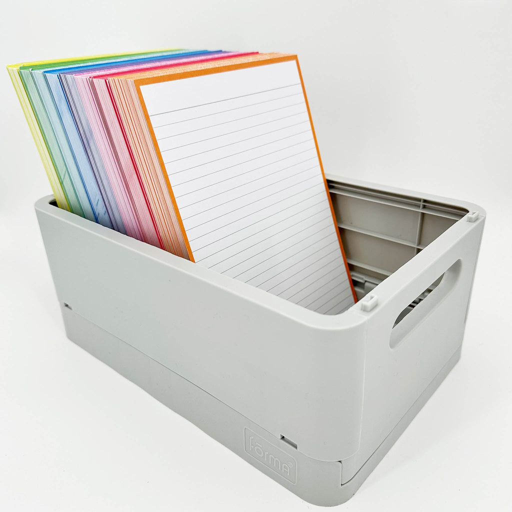 Leitner Flashcards A5 Classic Lined orange in storage box