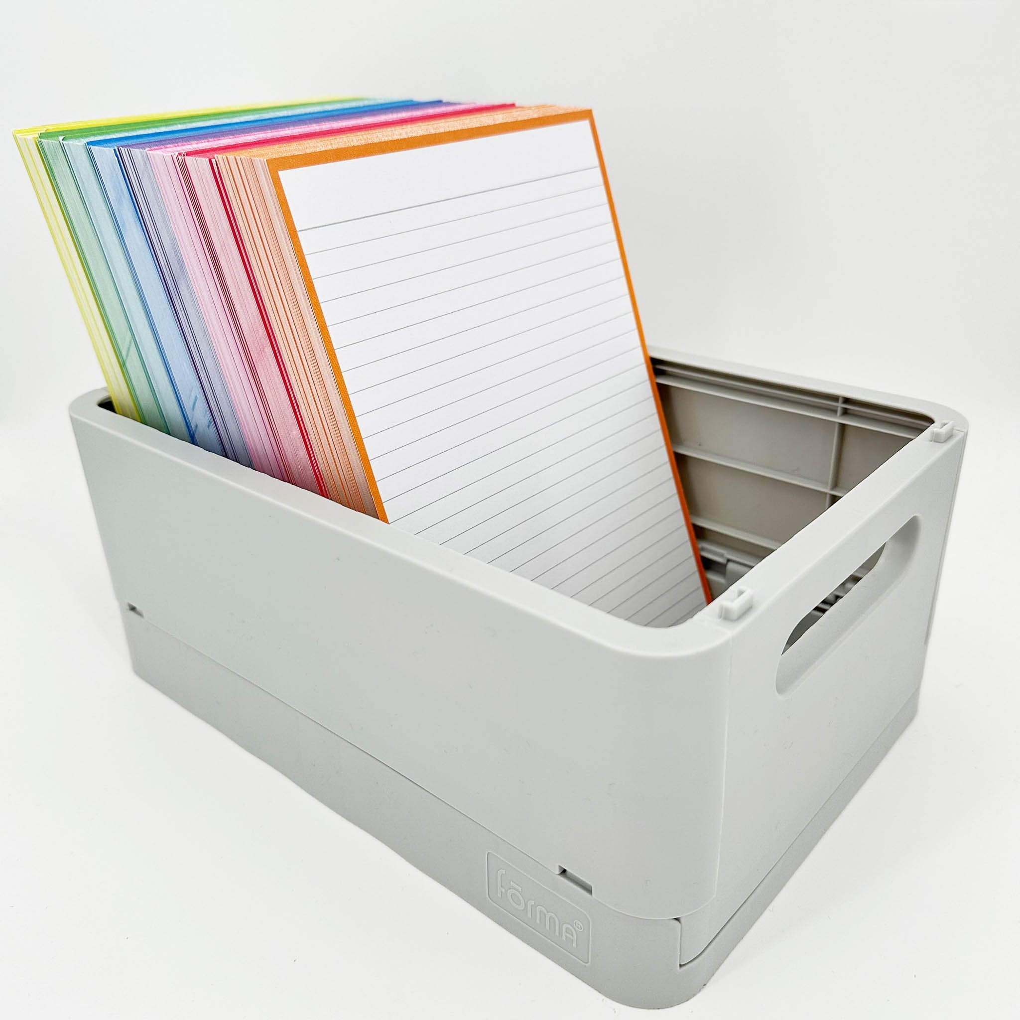 Leitner Flashcards A5 Classic Lined orange in storage box
