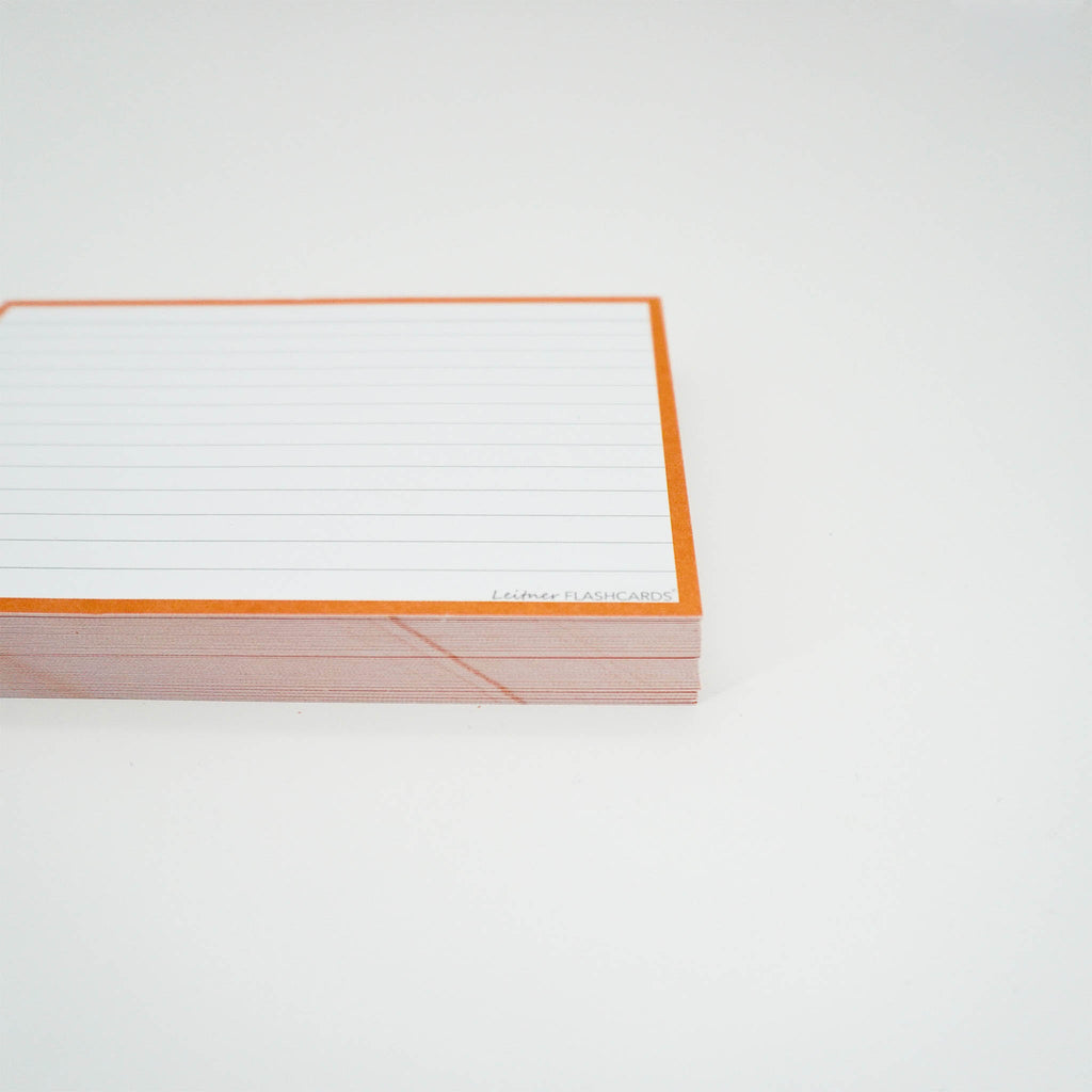Leitner Flashcards A5 Classic Lined orange lifestyle 2