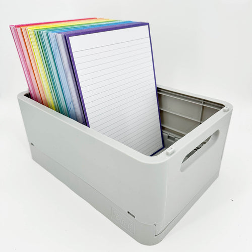 Leitner Flashcards A5 Classic Lined purple in storage box