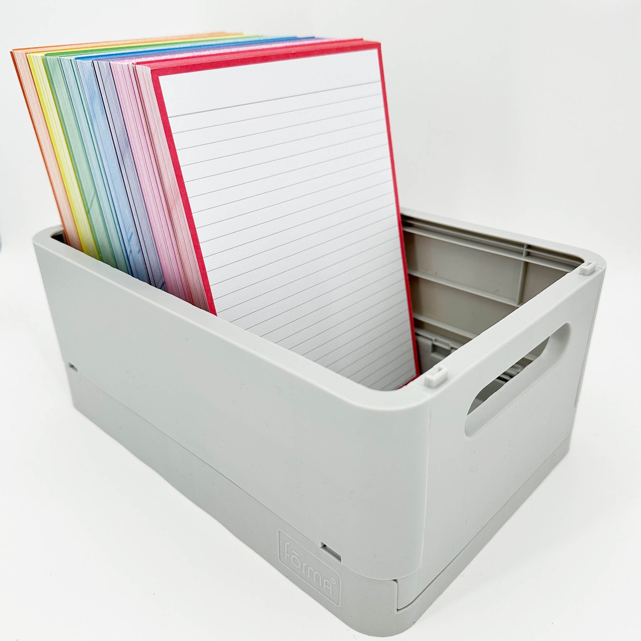 Leitner Flashcards A5 Classic Lined red in storage box