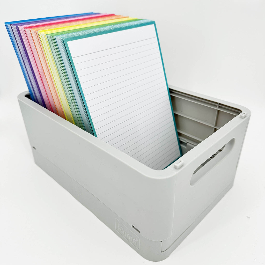 Leitner Flashcards A5 Classic Lined turquoise in storage box