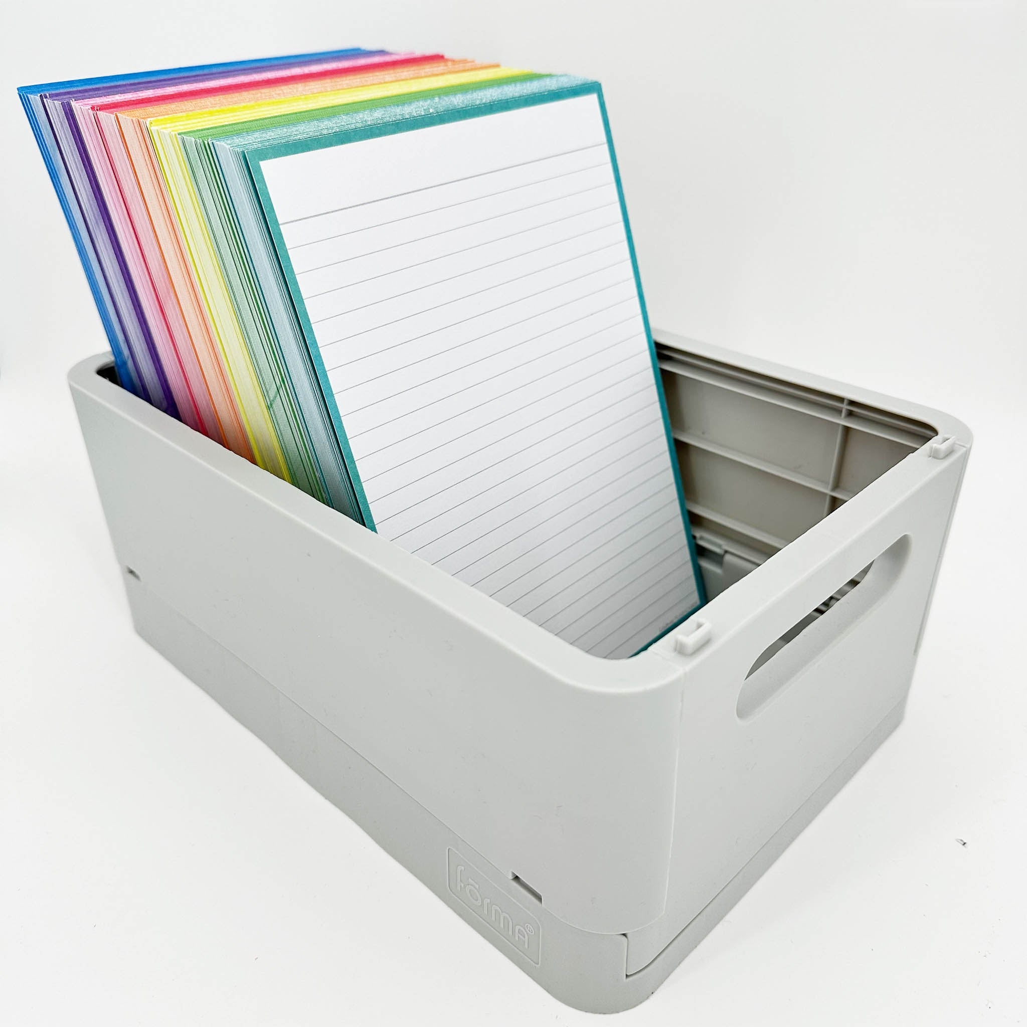 Leitner Flashcards A5 Classic Lined turquoise in storage box