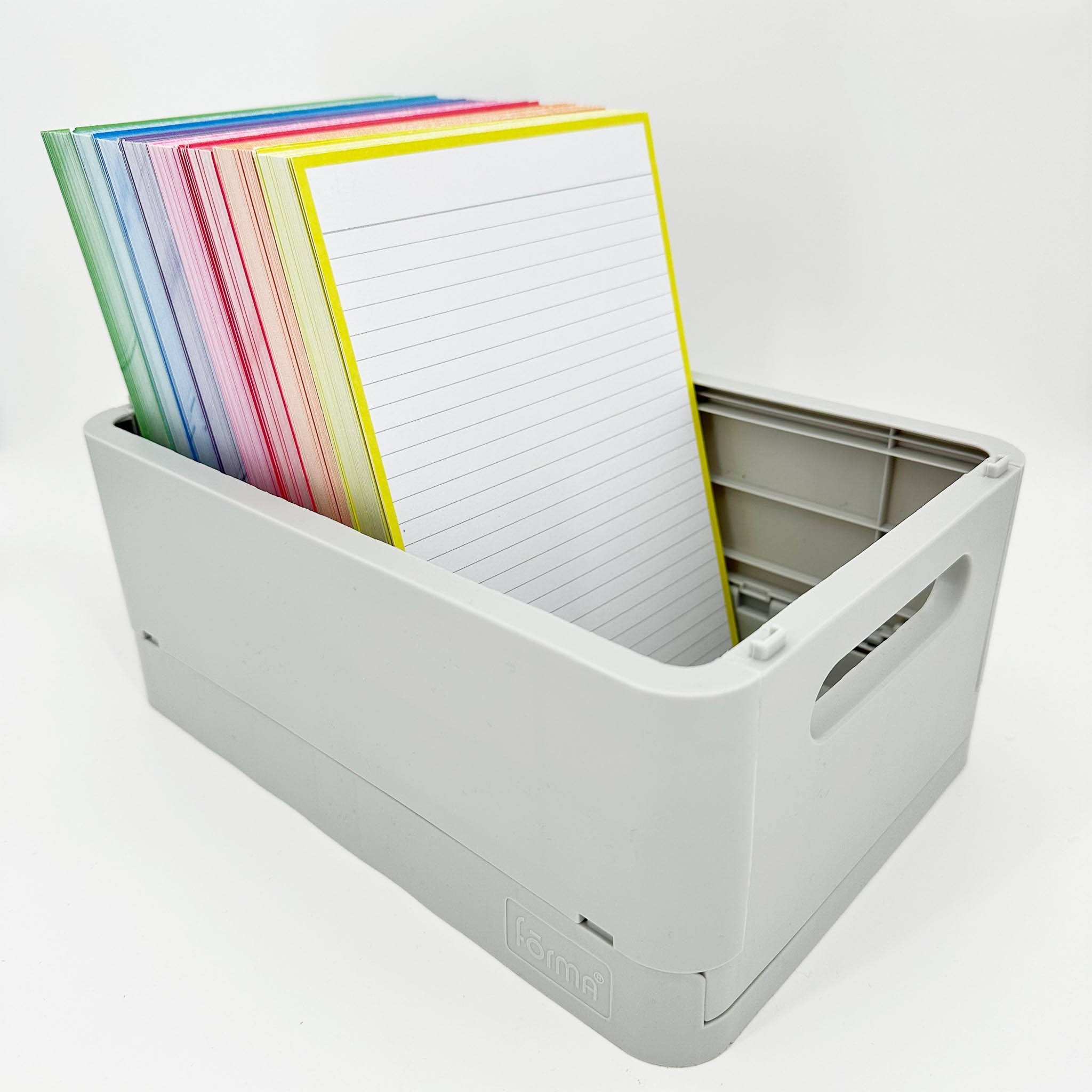 Leitner Flashcards A5 Classic Lined yellow in storage box