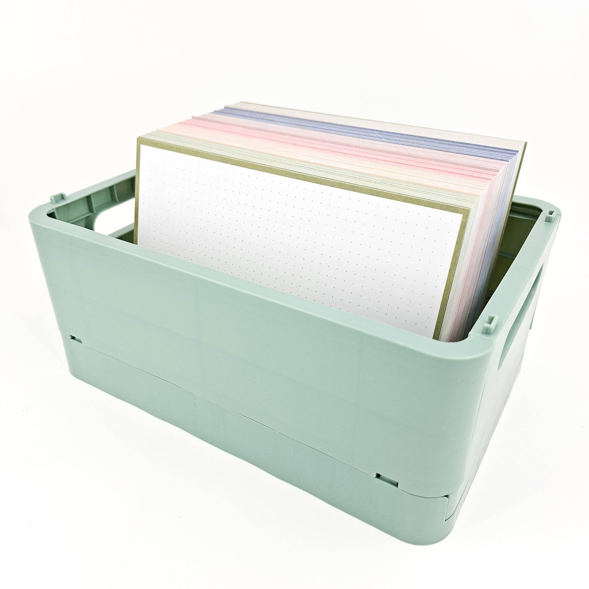 Leitner Flashcards A5 Earth Dotted green in storage box