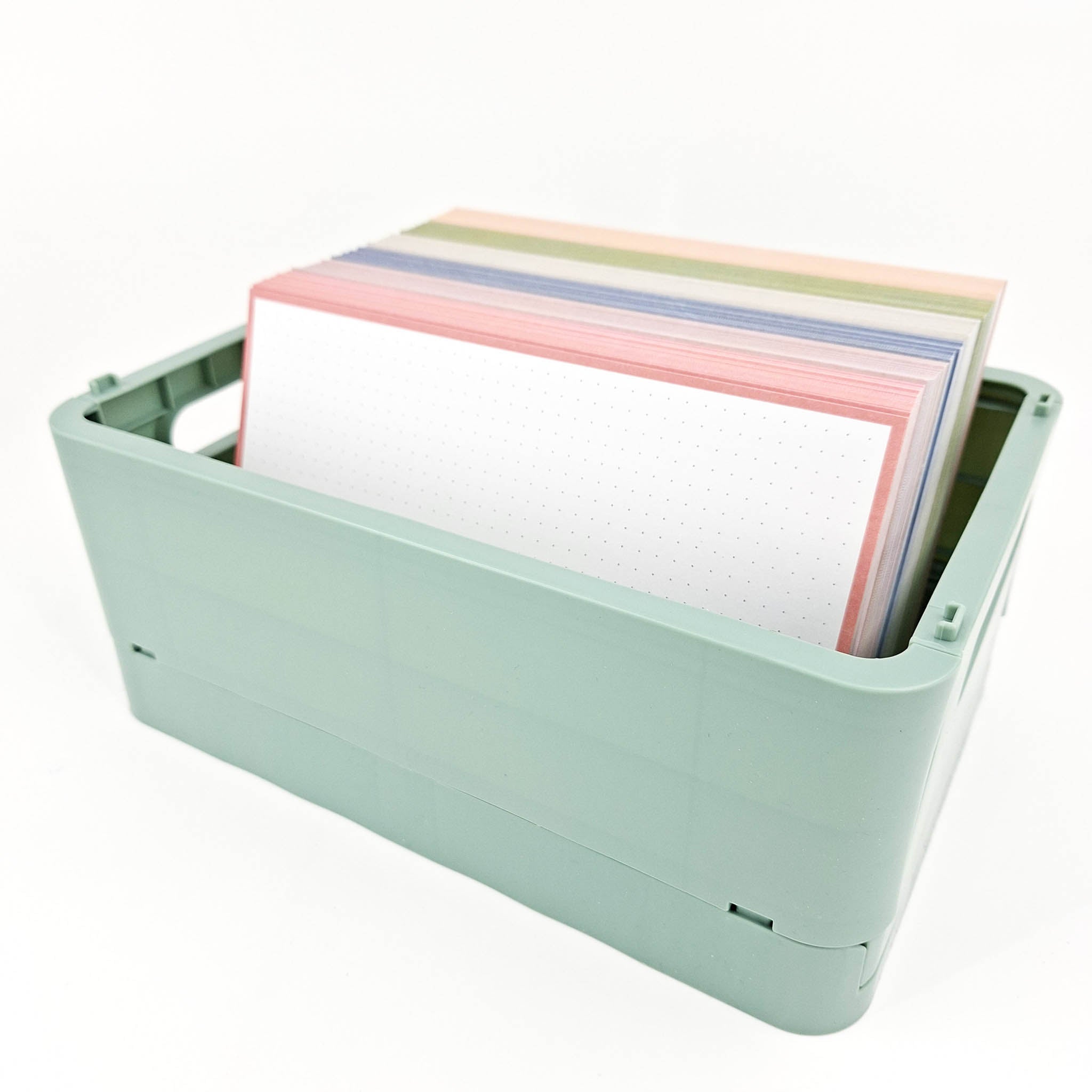 Leitner Flashcards A5 Earth Dotted pink in storage box