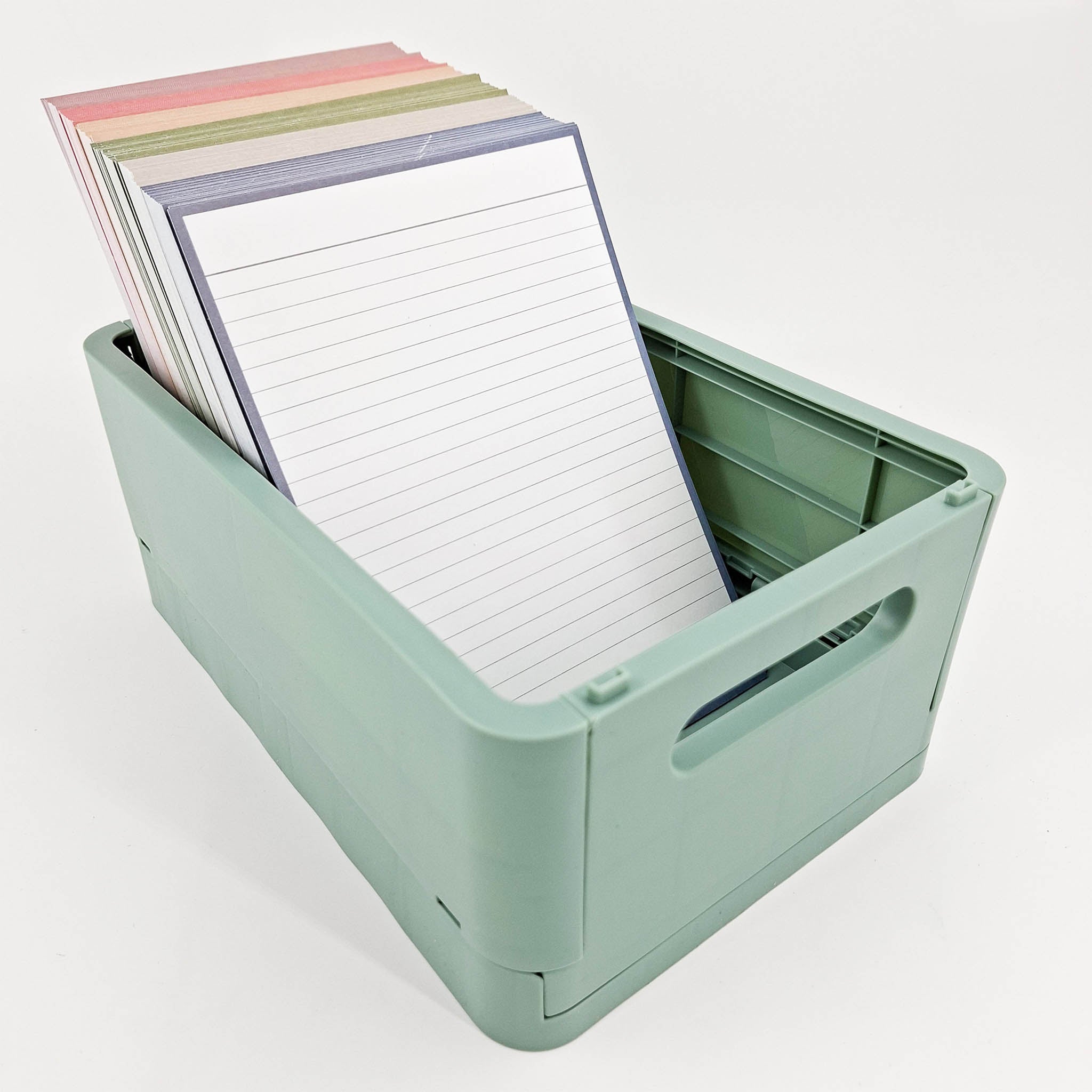 Leitner Flashcards A5 Earth Lined blue in storage box