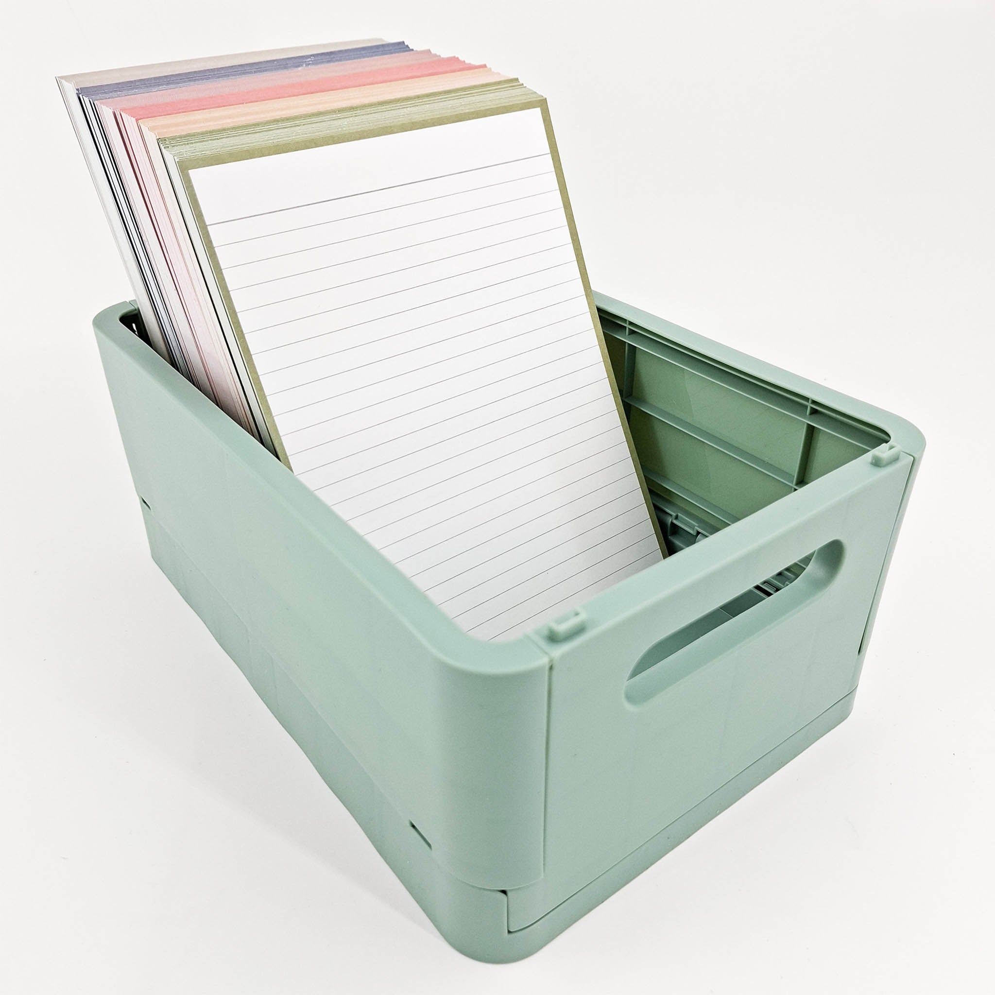 Leitner Flashcards A5 Earth Lined green in storage box