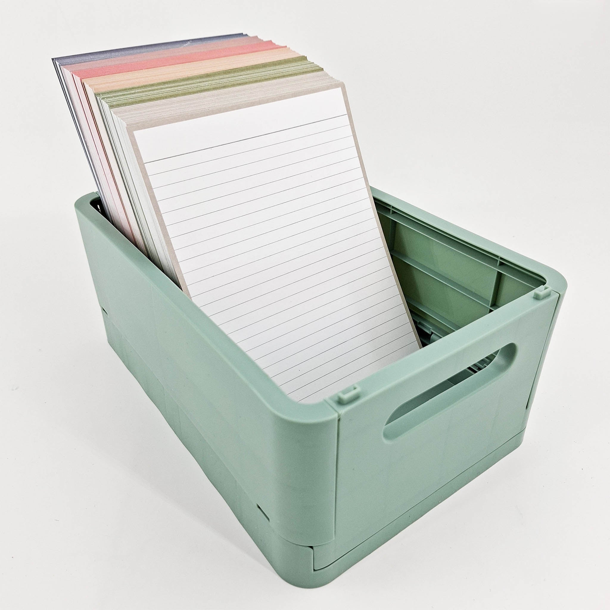 Leitner Flashcards A5 Earth Lined grey in storage box