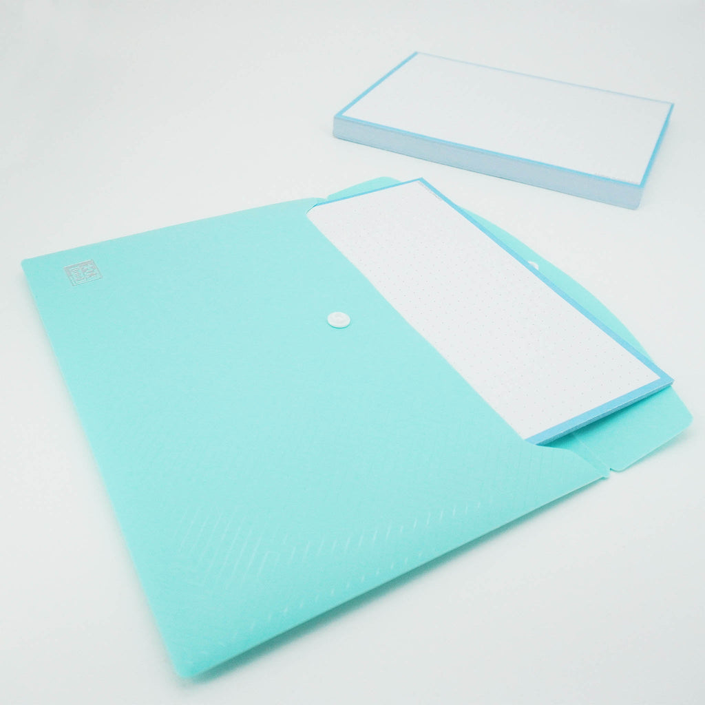 Leitner Flashcards A5 Pastel Dotted blue in document holder
