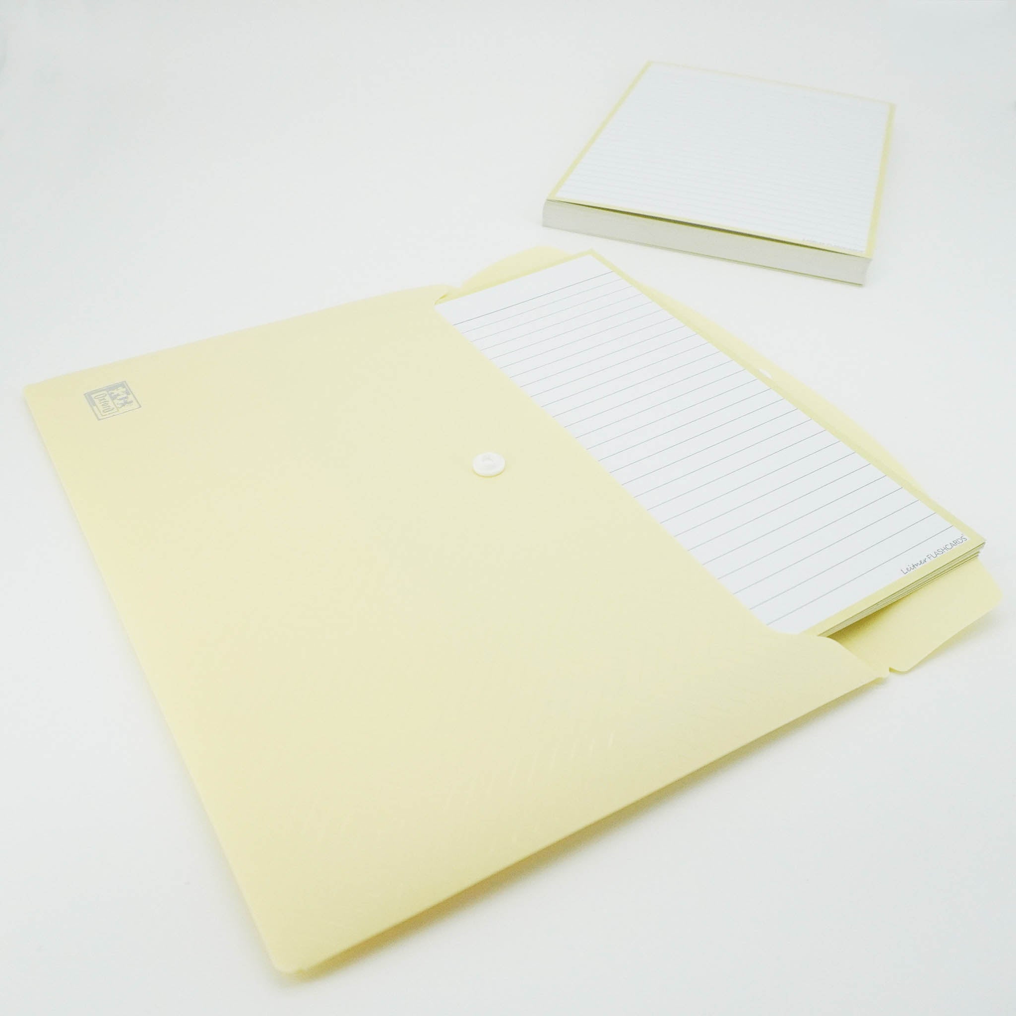 Leitner Flashcards A5 Pastel Lined yellow in document holder