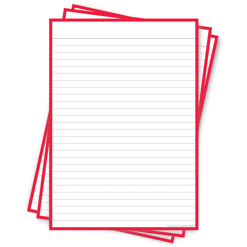 Leitner Flashcards A5P Classic Lined red