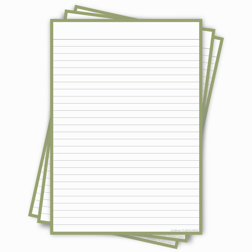 Leitner Flashcards A5P Earth Lined green
