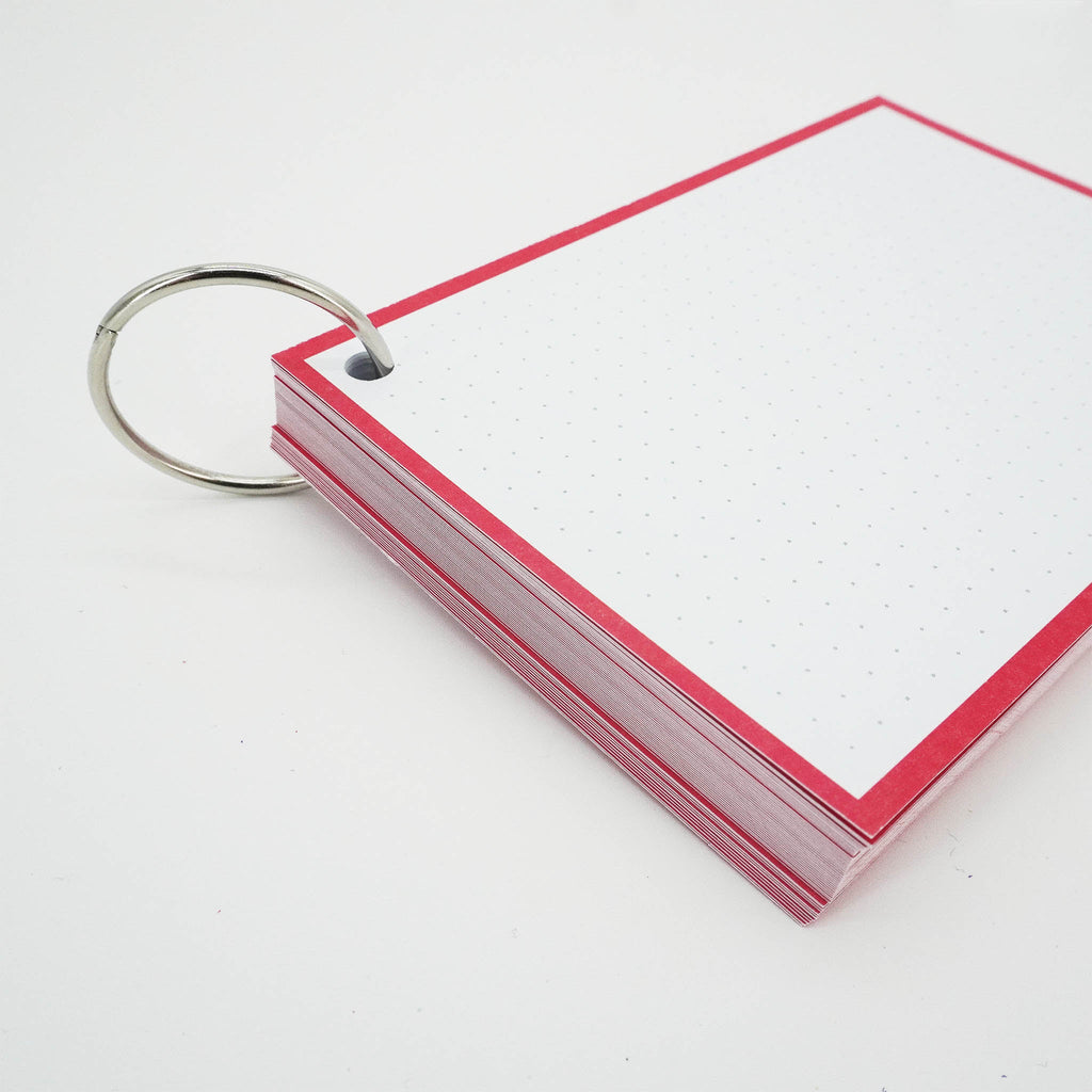Leitner Flashcards A6 Classic Dotted red with ring