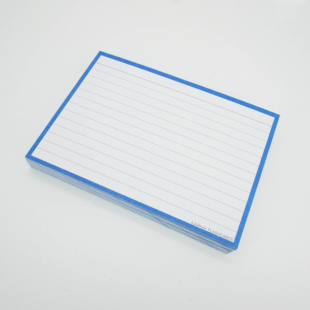 Leitner Flashcards A6 Classic Lined blue with ring