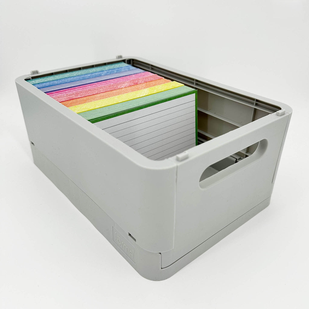 Leitner Flashcards A6 Classic Lined green in storage box