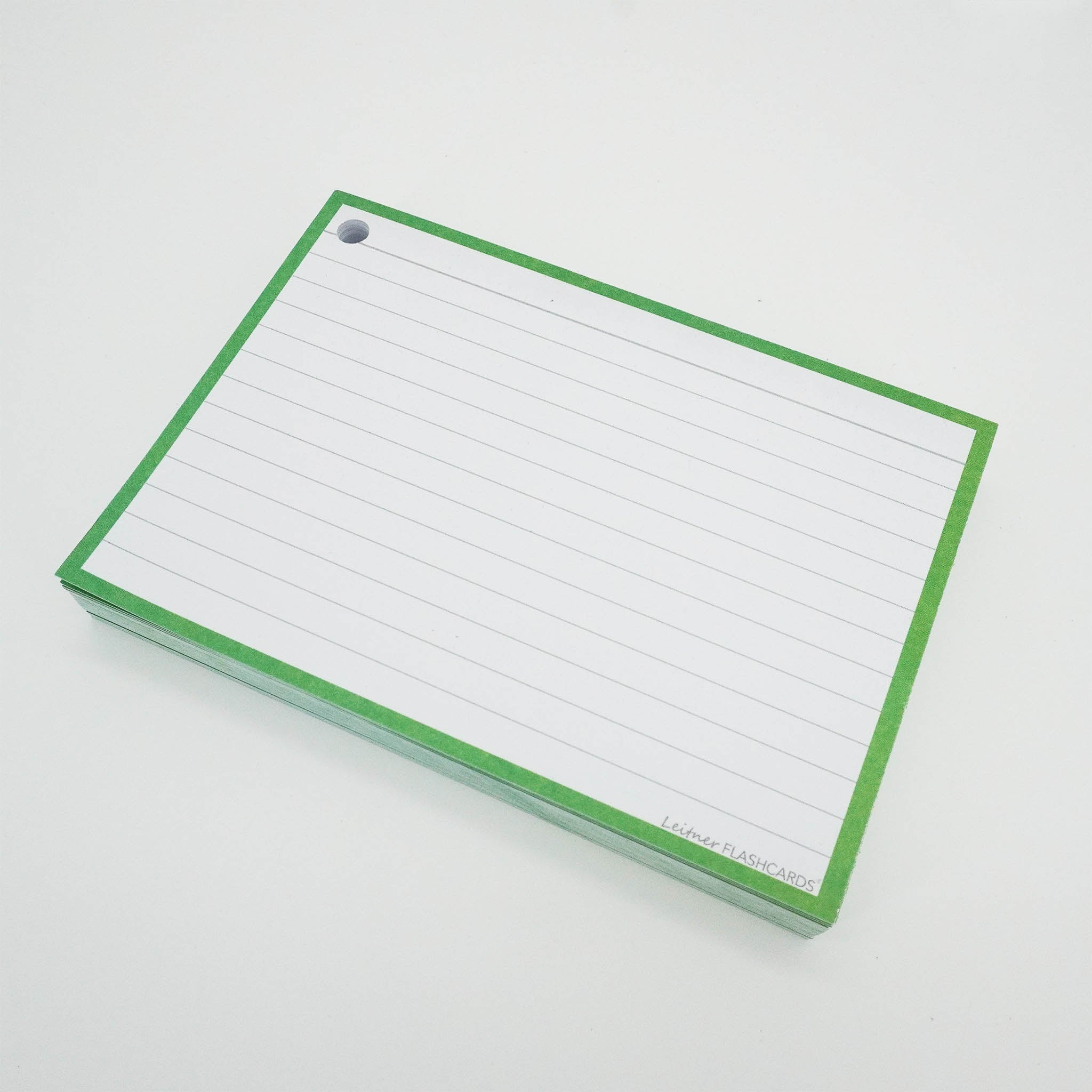Leitner Flashcards A6 Classic Lined green with ring