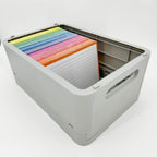 Leitner Flashcards A6 Classic Lined orange in storage box