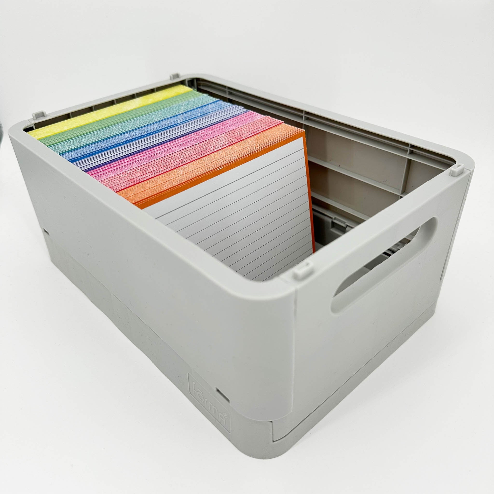 Leitner Flashcards A6 Classic Lined orange in storage box