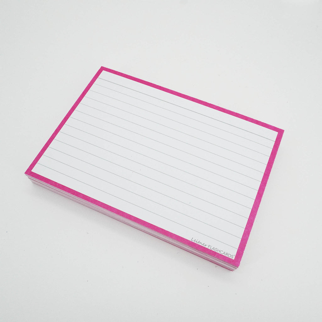 Leitner Flashcards A6 Classic Lined pink with ring