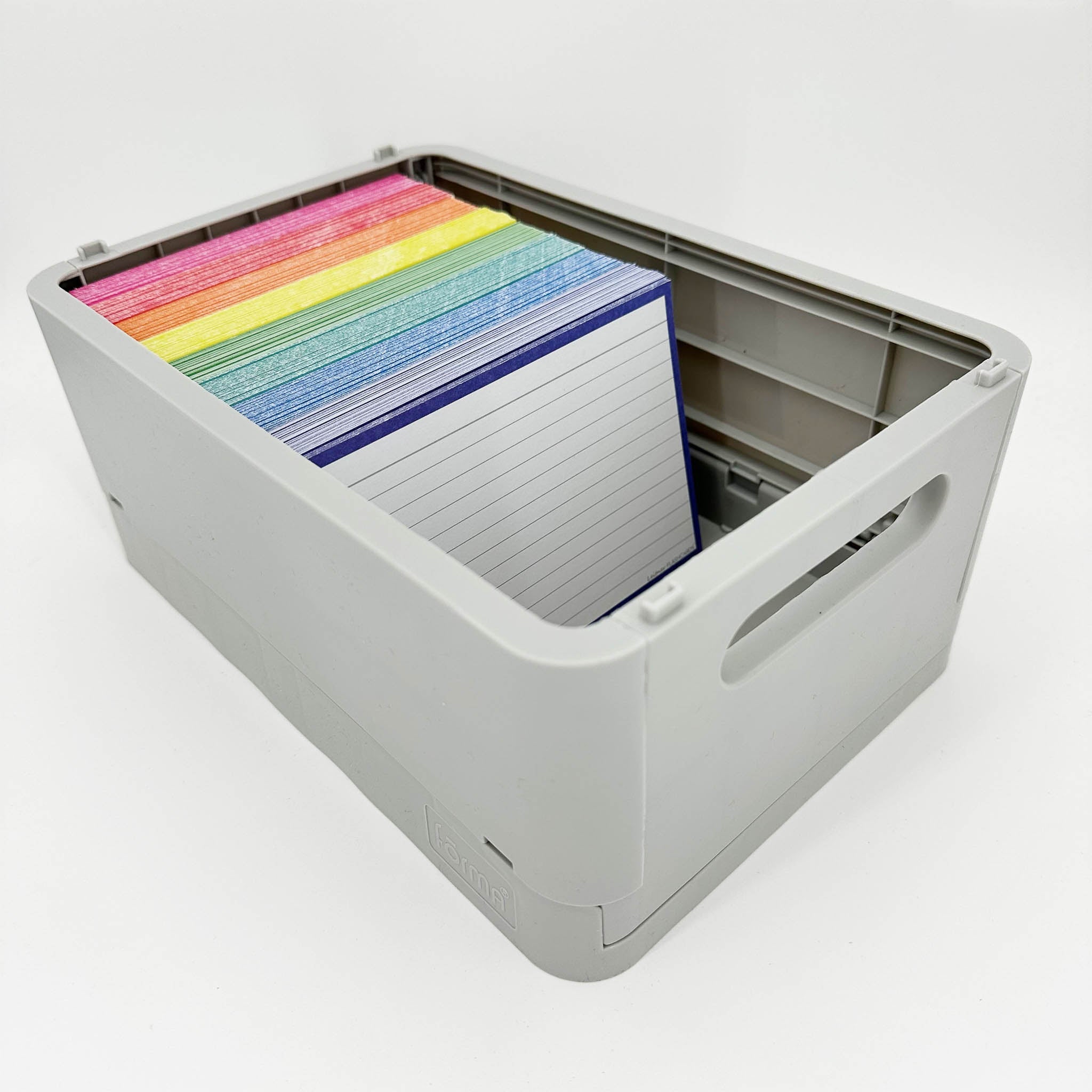 Leitner Flashcards A6 Classic Lined purple in storage box
