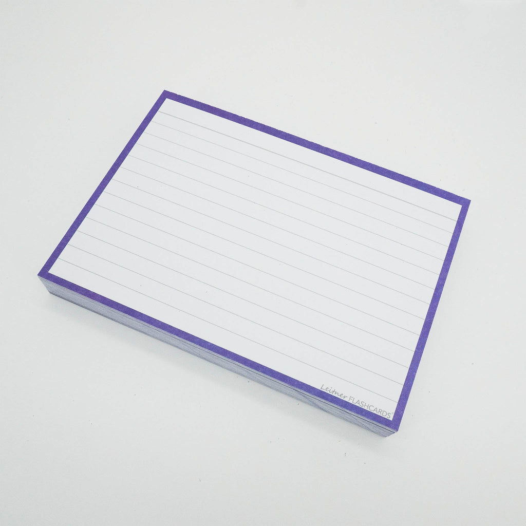 Leitner Flashcards A6 Classic Lined purple with ring