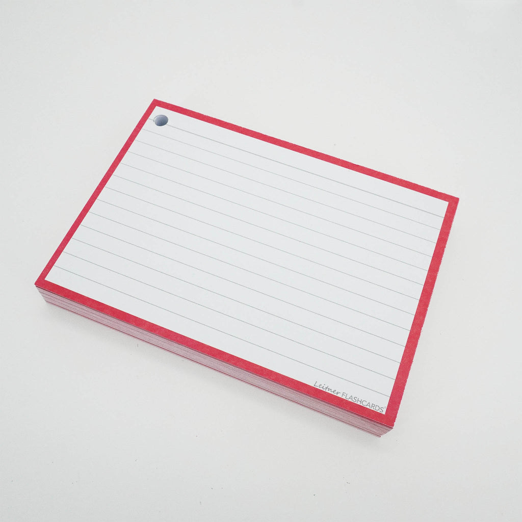 Leitner Flashcards A6 Classic Lined red 2