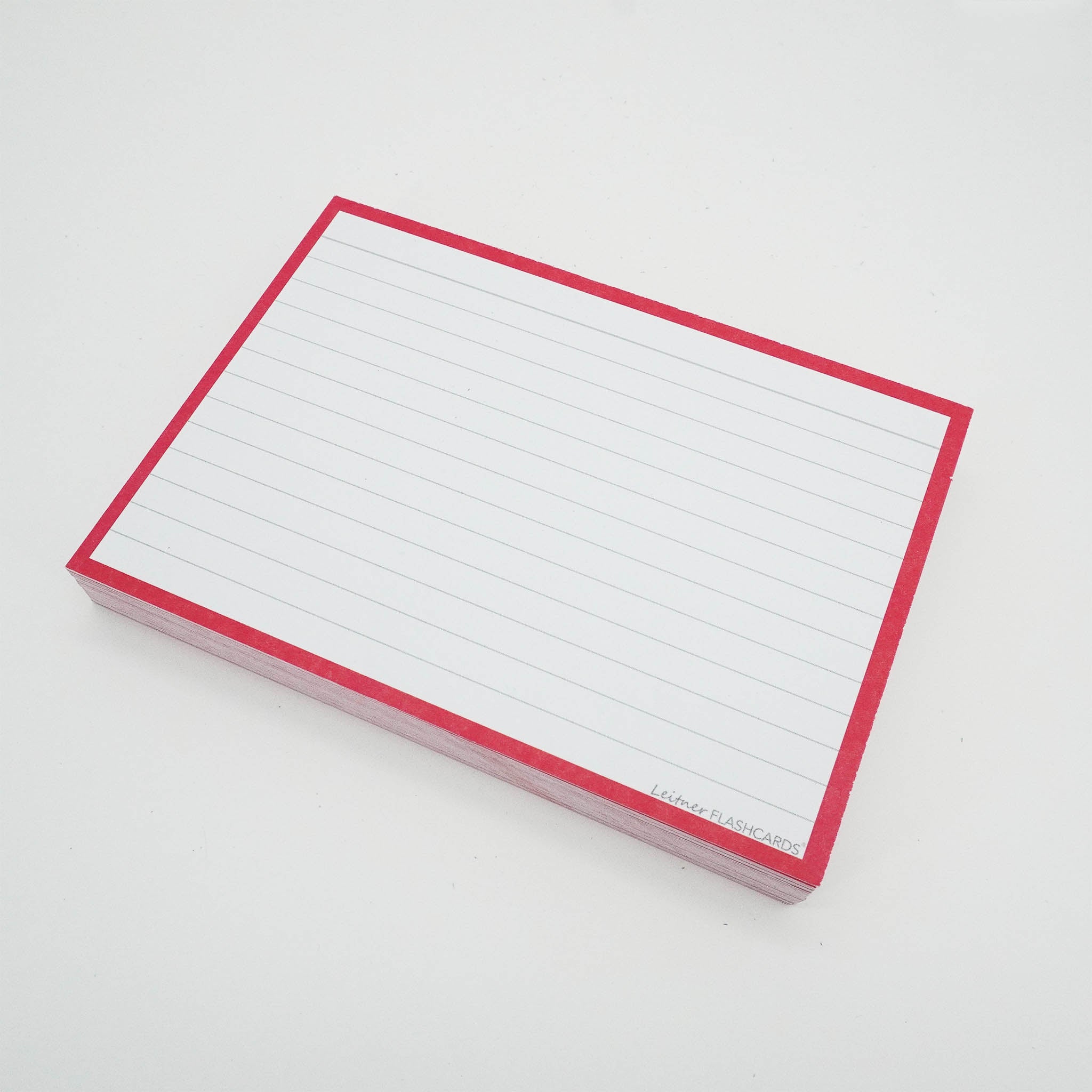 Leitner Flashcards A6 Classic Lined red with ring