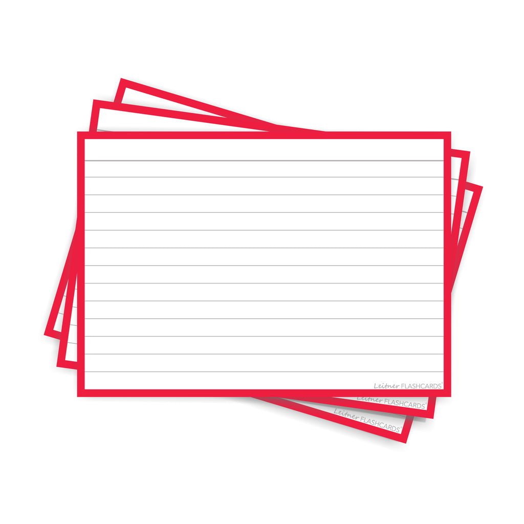 Leitner Flashcards A6 Classic Lined red