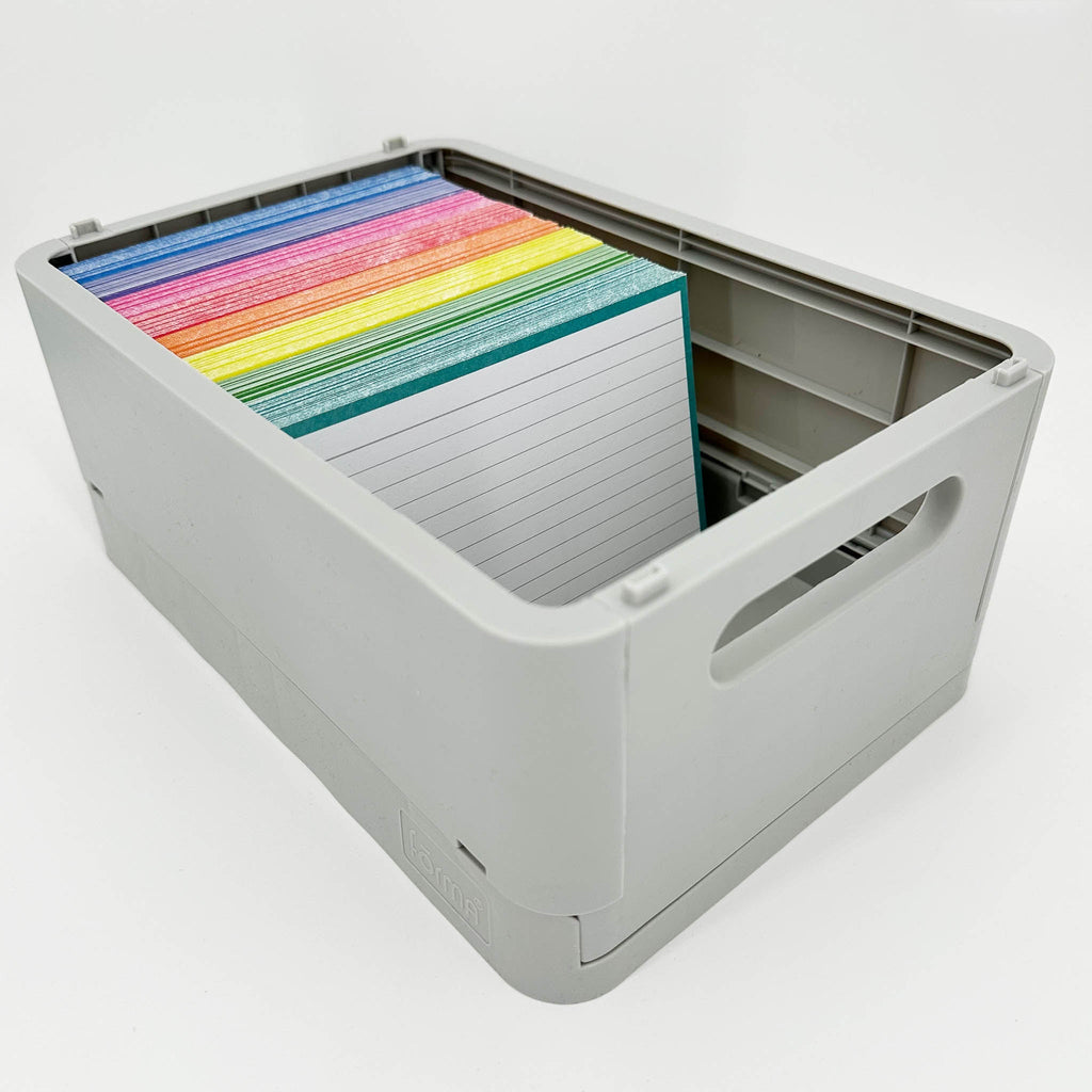 Leitner Flashcards A6 Classic Lined turquoise in storage box