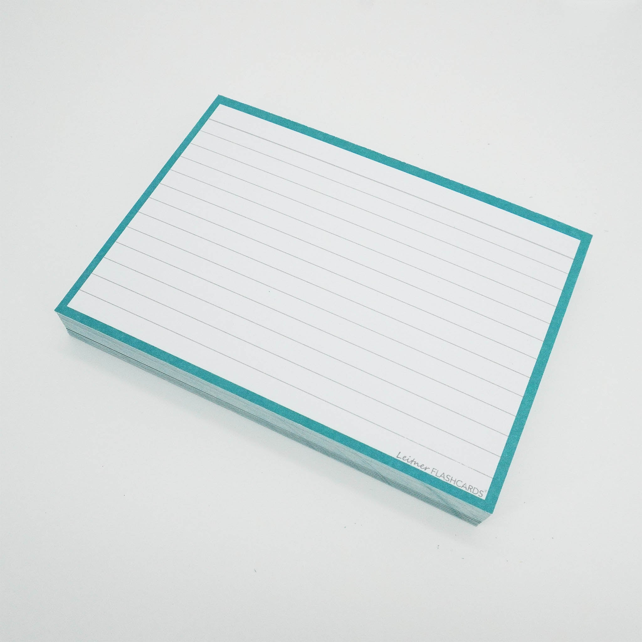 Leitner Flashcards A6 Classic Lined turquoise with ring