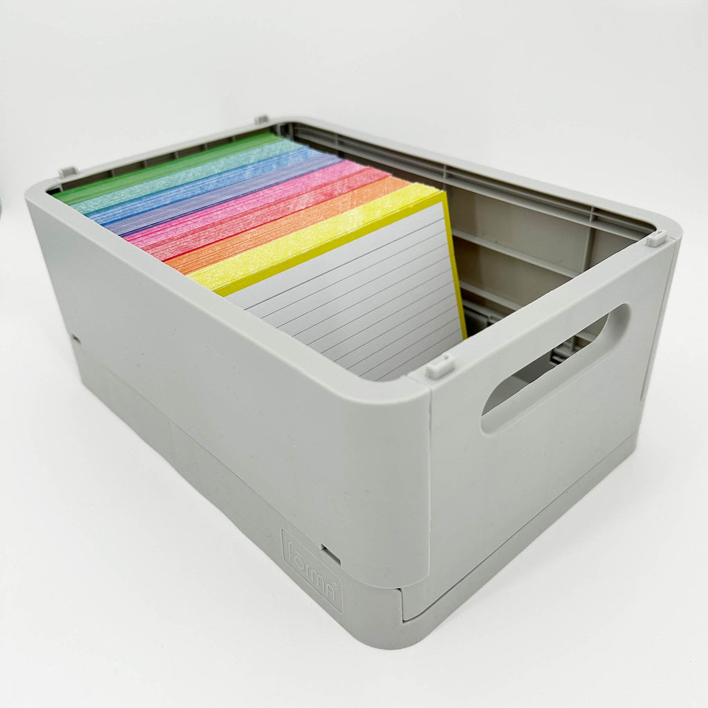 Leitner Flashcards A6 Classic Lined yellow in storage box