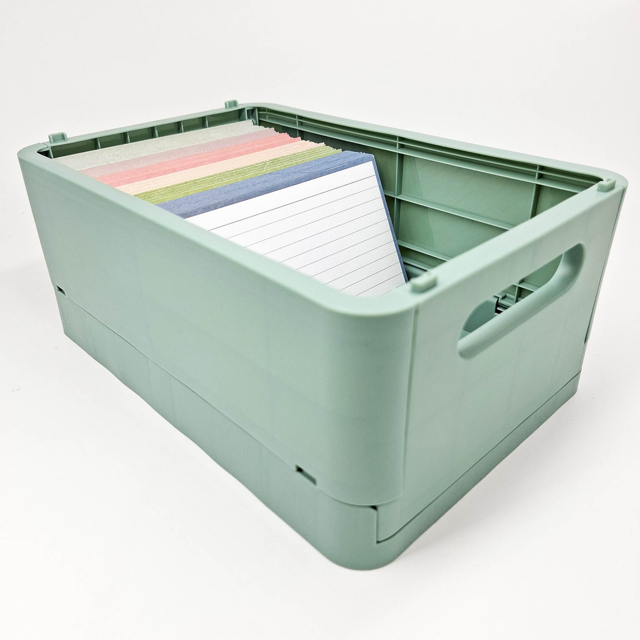 Leitner Flashcards A6 Earth Lined blue in storage box