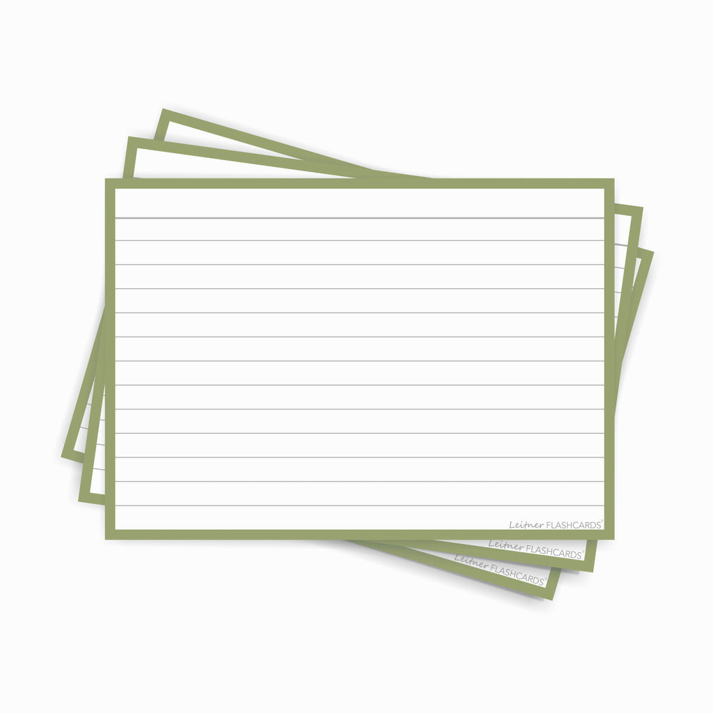 Leitner Flashcards A6 Earth Lined green