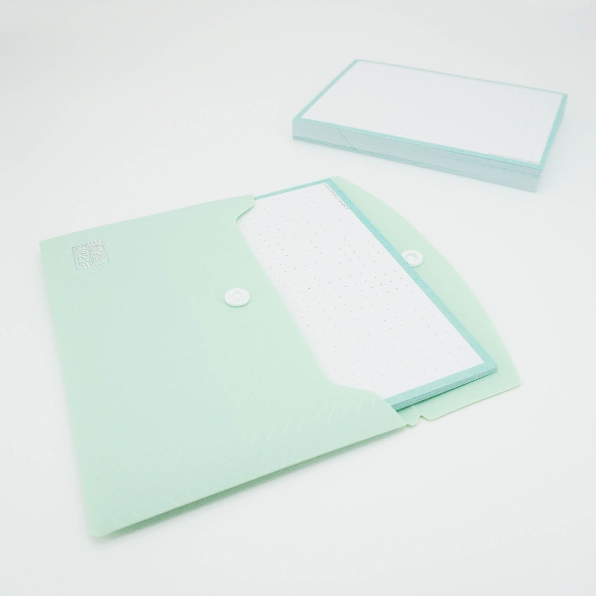 Leitner Flashcards A6 Pastel Dotted green in document holder