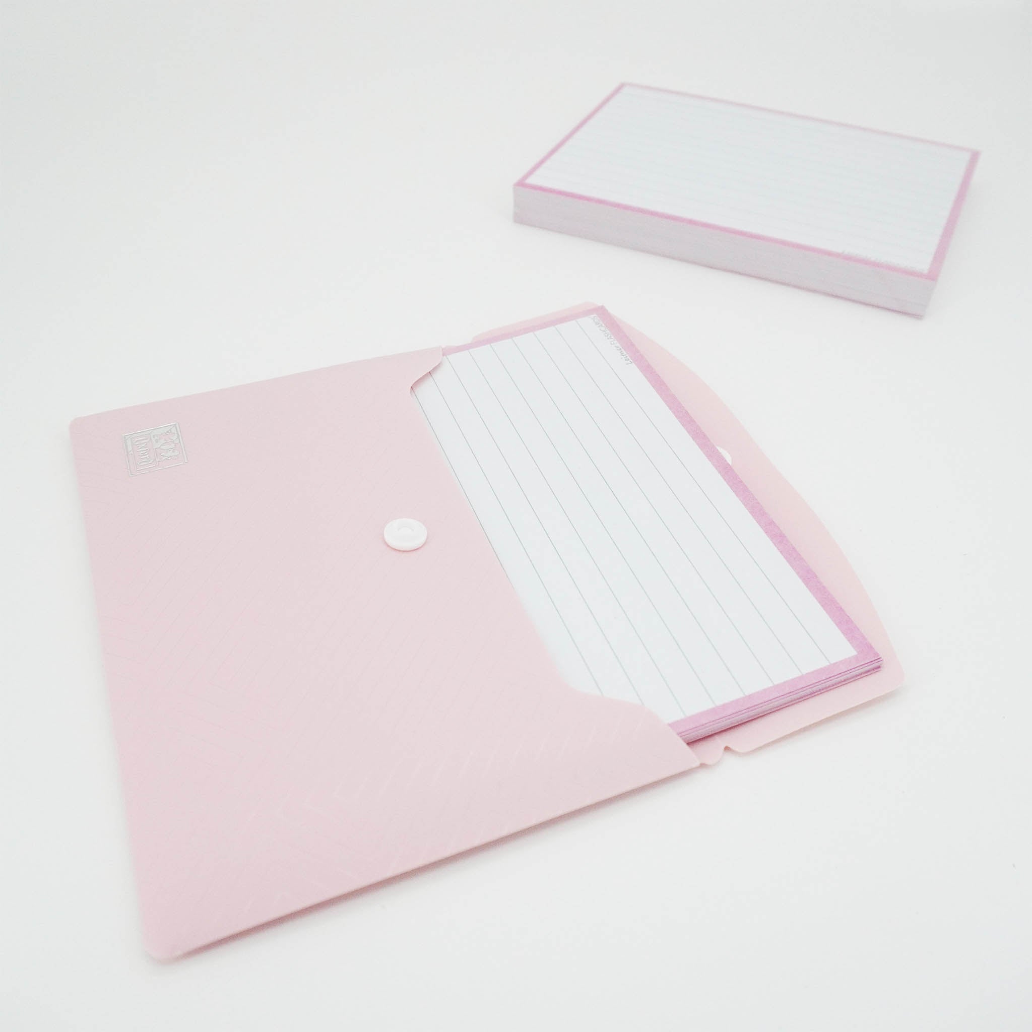 Leitner Flashcards A6 Pastel Lined pink in document holder