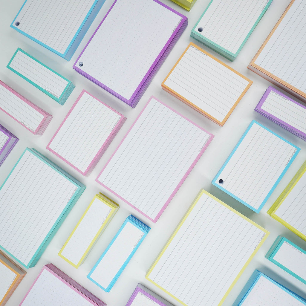Leitner Flashcards A6 Pastel Lined pink lifestyle