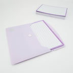Leitner Flashcards A6 Pastel Lined purple in document holder