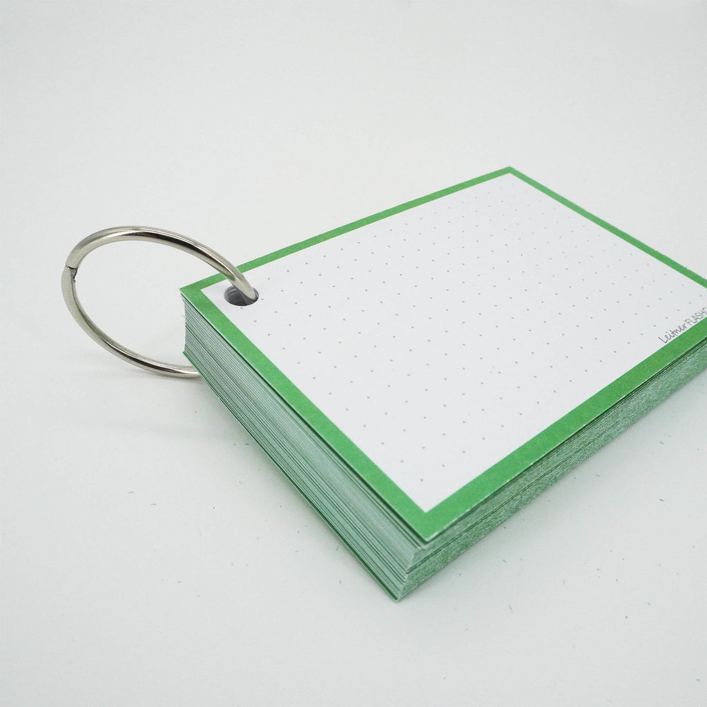 Leitner Flashcards A7 Classic Dotted green with ring